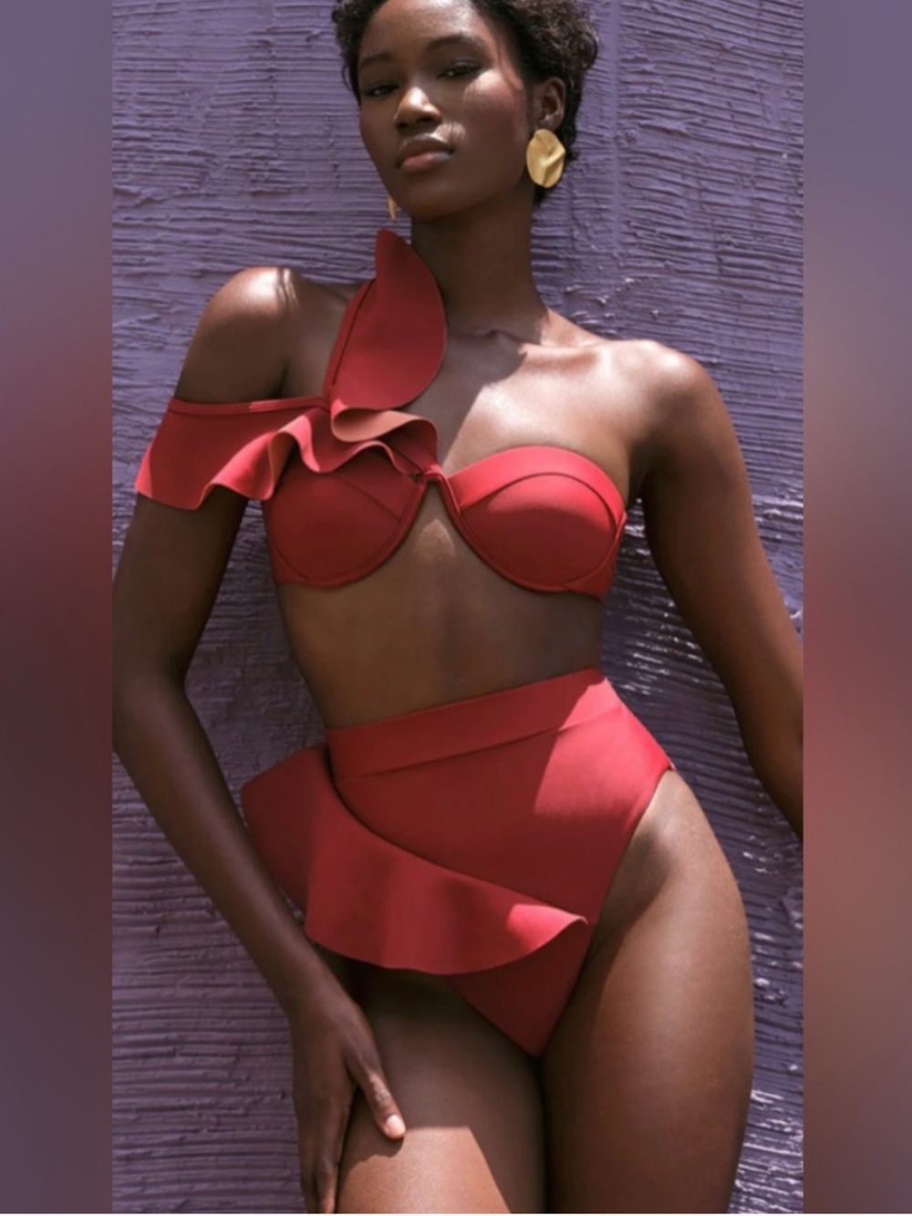 Andrea Iyamah Kiara Ruffled Bikini Top Bottom 2-Piece Set Swimsuit NWT Size 2